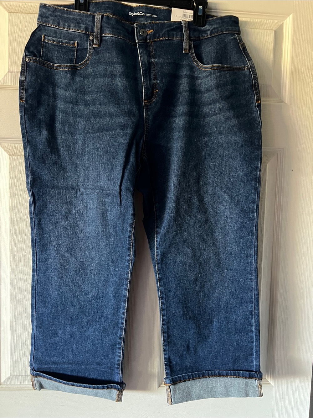 Style & Co. Dark Blue Cuffed Capri Jeans